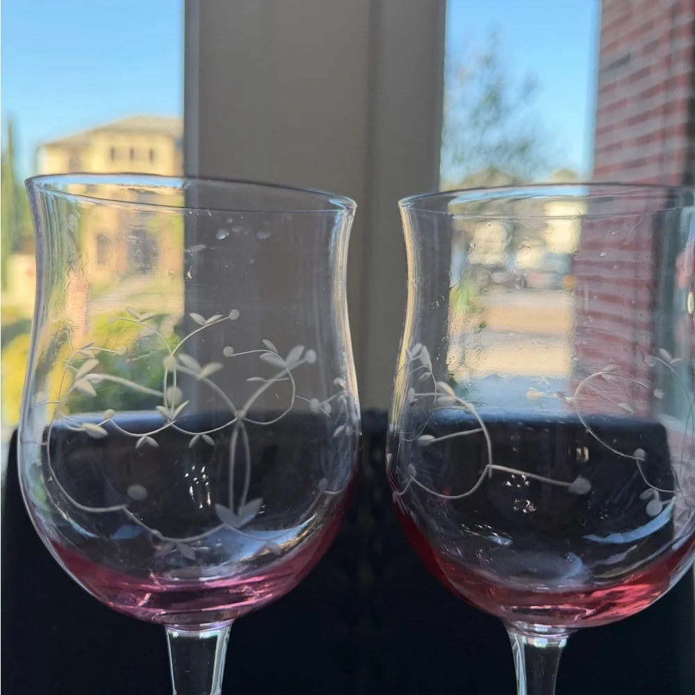 Vintage Lenox Heather Pink Tulip wine Crystal glasses- Set of 2✨Rare find - Picture 6 of 7